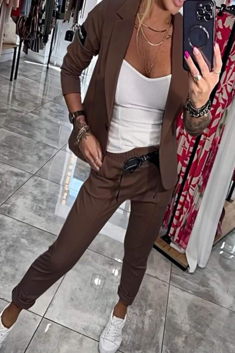 Moxie | Dwuczęściowy damski zestaw top z kurtką i gumą