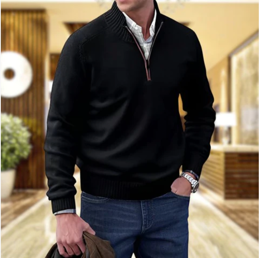 Elegancki kaszmirowy sweter męski z zamkiem