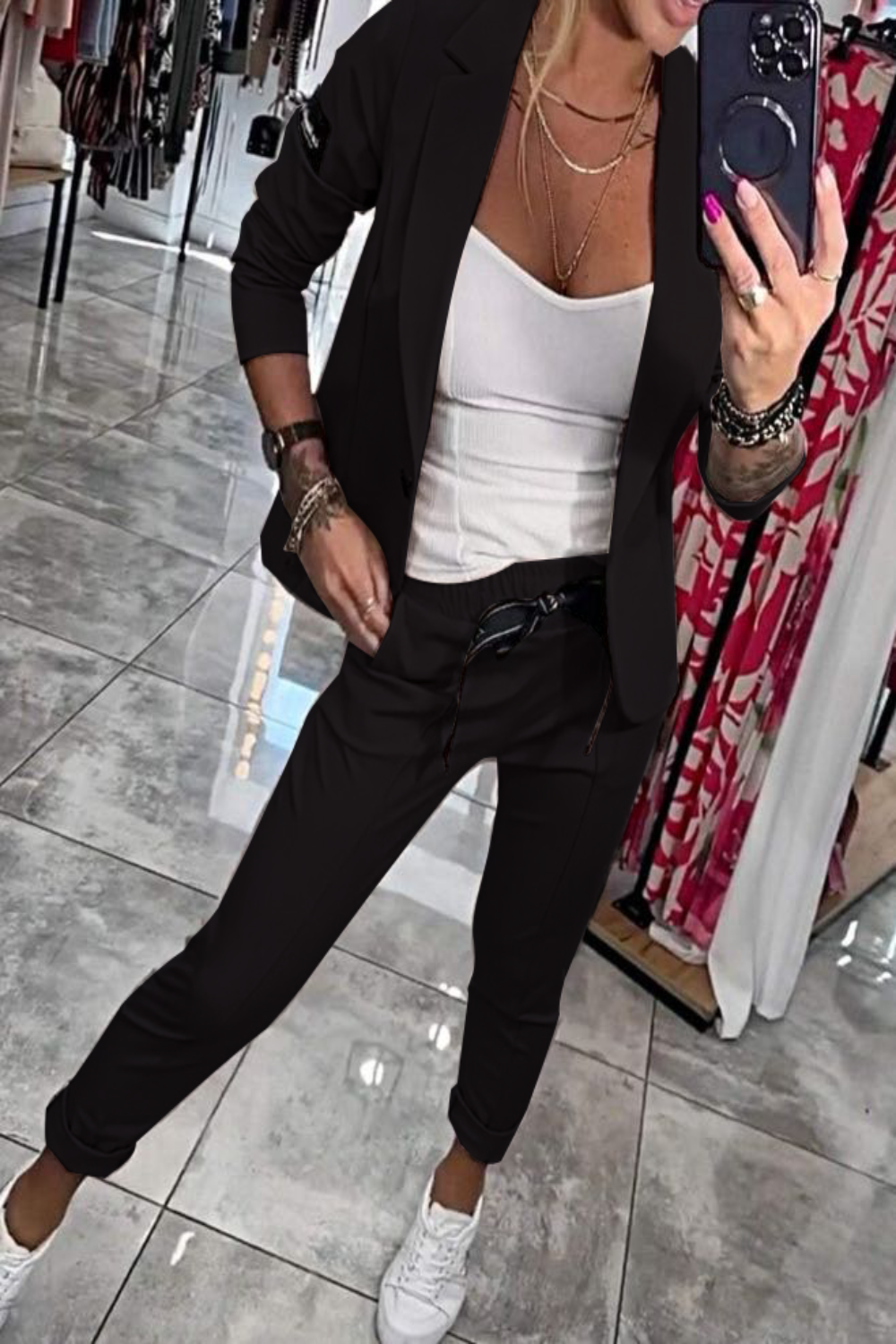 Moxie | Dwuczęściowy damski zestaw top z kurtką i gumą