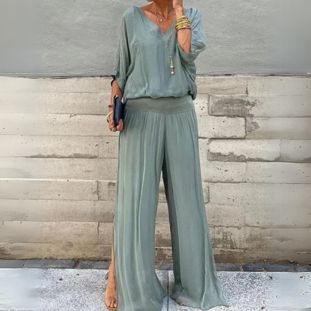 Amani | Lekki boho komplet z bluzką i spodniami